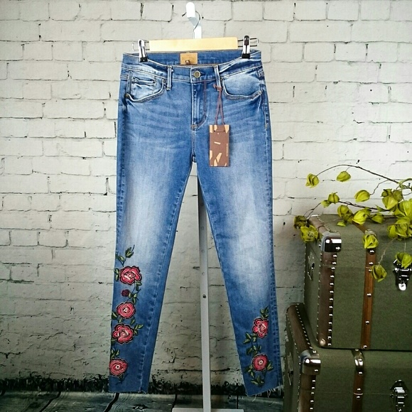driftwood embroidered jeans